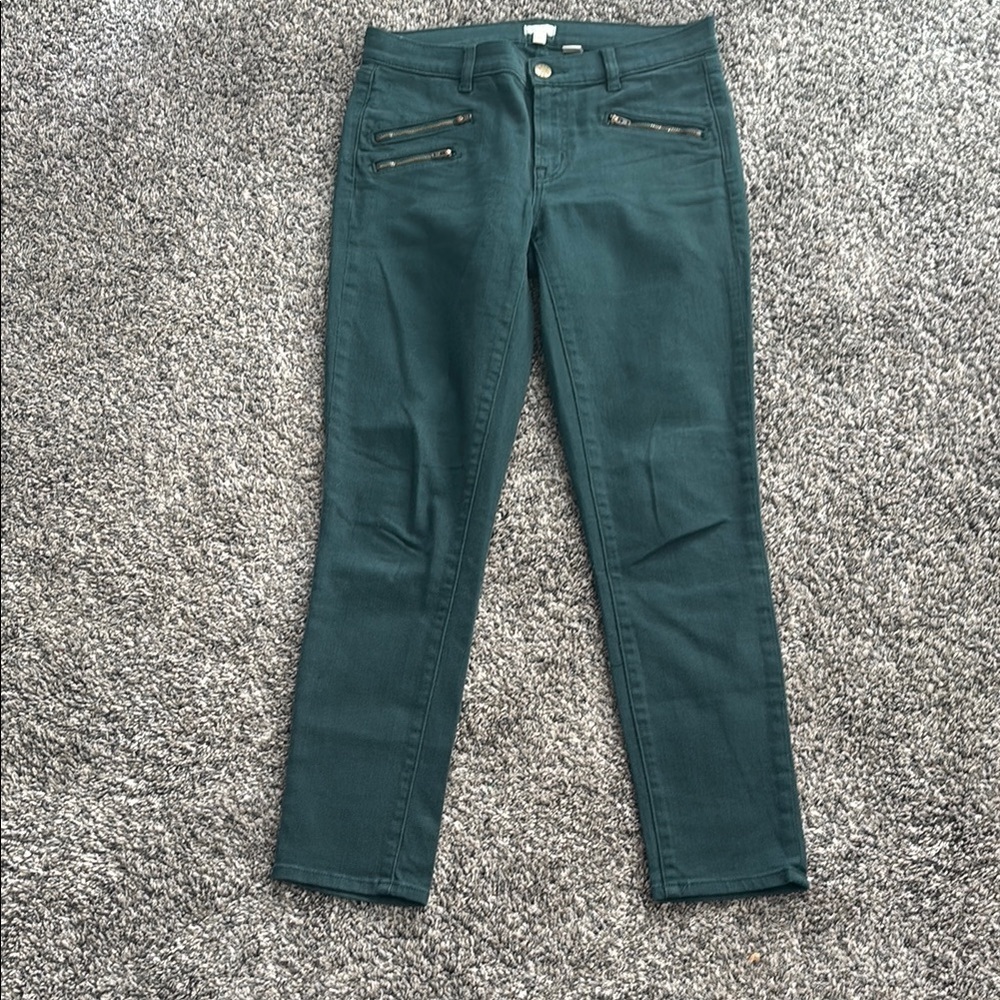 J Crew Green Jeans Zipper Pocket Size 27